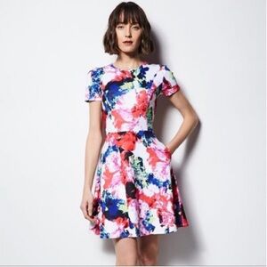 NEW Milly x DesigNation Rosabella Floral Printed Scuba Fit & Flare Dress Size 16